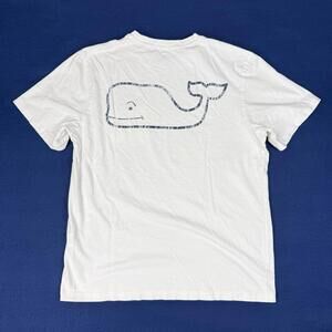 Vineyard Vines White Pocket T Shirt Sz Small Whale Logo Cotton Casual Tee Relax